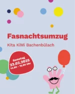 Am Samstag 22. Februar 2025 findet der grosse Fasnachtsumzug in Bachenbülach statt! Gemeinsam ziehen wir durch die Strassen und feiern die bunte Fasnacht. Treffpunkt ist um 14 Uhr auf dem Parkplatz vor der Kita, Dorfstrasse 13. Wir laden unsere KiMi Kunden und alle anderen Fasnachts-Fans ein gemeinsam zu feiern. An der Fasnacht dürfen alle ein bisschen Kind und verrückt sein.

Nach dem Umzug sind alle Feierlustigen eingeladen, den Nachmittag gemeinsam bei Snacks und einer Hüpfburg vor der Kita ausklingen zu lassen. Wir freuen uns auf ein buntes Treiben und eure tollen Kostüme. Kommt vorbei und feiert mit uns! 🎈🥳

#KiMiKrippen #GemeinsamdieWeltentdecken #Familie